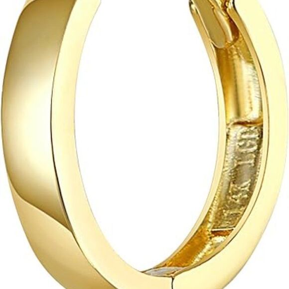 14k REAL Yellow Gold 2mm Thickness Huggie Hoops Earrings (11 x 11 mm) Real Gold - Picture 7 of 9